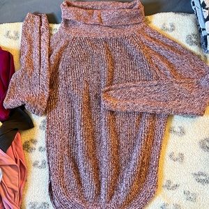 Loft Outlet Petite Cowl neck Burgundy & White Marled Sweater size XSP